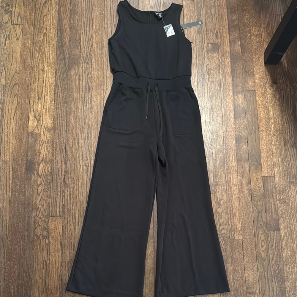 Nicole Miller Black Sleeveless Wide-Leg Jumpsuit